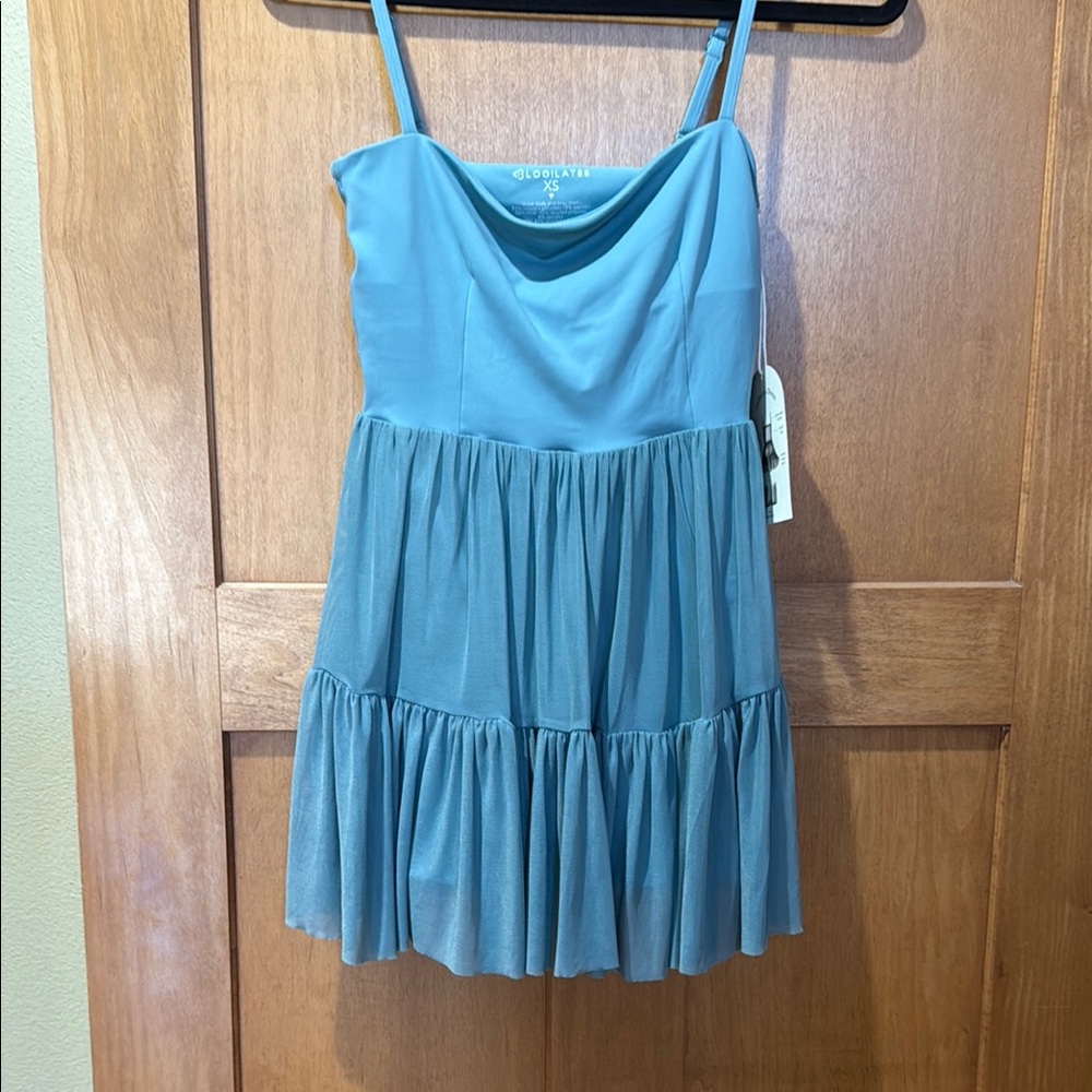 Blue Spaghetti Strap Tennis Dress